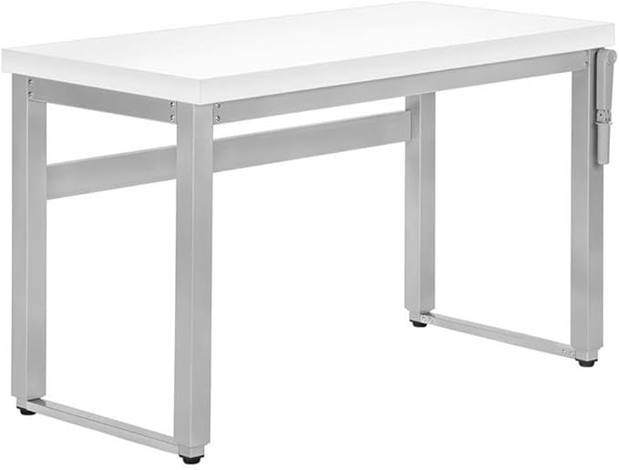 Monarch Specialties 7683 Computer Desk Home Office Standing Adjustable 48 L Work Laptop Metal Laminate Grey Contemporary Modern Desk-48 Adj.Height 47.25L x 23.75W x 29.5H White/Silver