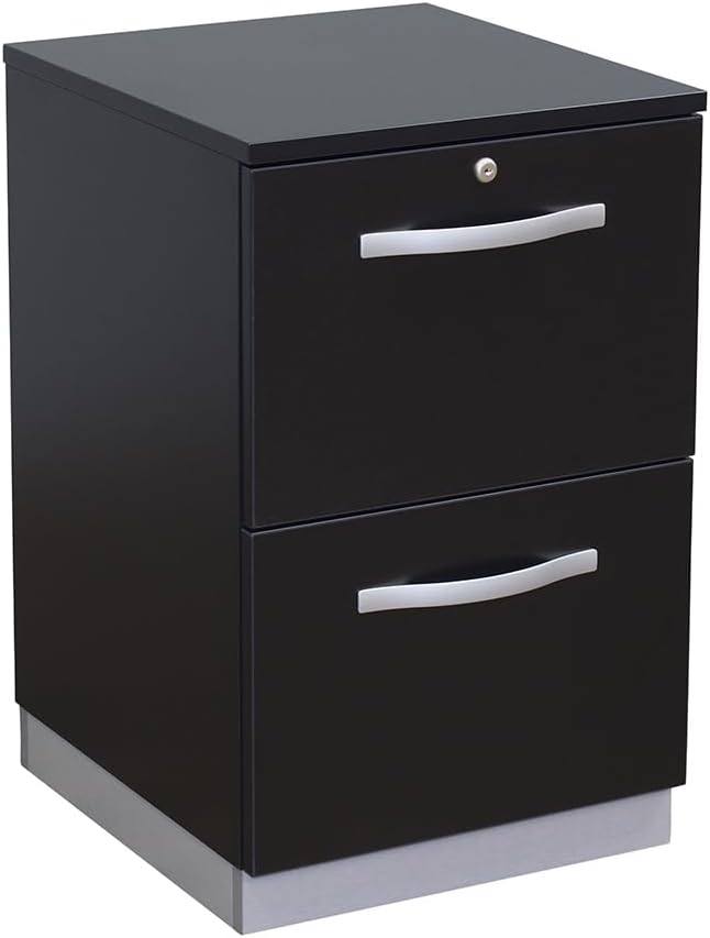NBF 18 - 2 Drawer Lateral File Cabinet - Boardwalk Walnut Laminate Top with Locking Drawer &amp Secure File Storage - Wooden Filing Cabinet Ideal for Home Office