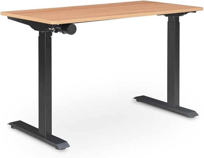 UrbanPro Electric Height Adjustable Standing Desk 47 in x 24 in Light Brown Finish Motorized Lift System Ergonomic Home Office Desk for Sitting or Standing Large Desktop Supports Up to 110 lbs