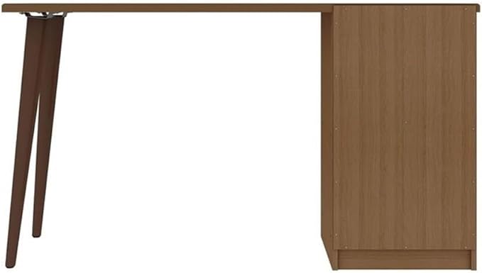 Eden Home Contemporary Wood Home Office Desk Maple Finish 53.54 in Wide 3 Open Cubby Spaces Durable Splayed Legs Retro Style Cut-Out Design Office Workspace or Study Desk with Ample Storage