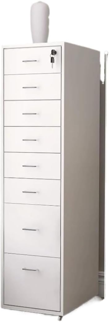 Locking File Cabinet Eight Drawer Cabinet Office Locking Storage Cabinet Iron Data Cabinet File Cabinet (Color : White)
