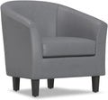 SIMPLIHOME Austin Tub Chair - 30 inch Wide Upholstered Faux Leather Contemporary Accent Chair in Stone Grey for Living Room or Bedroom with High Arms Removable Cushion and Deep Seat Comfort