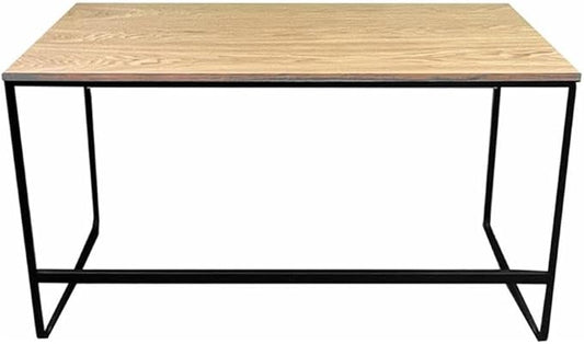 Pemberly Row Modern Sleigh-Style Writing Desk 47 W x 22 D x 28.5 H Wood Veneer and Metal Black Finish Minimalist Contemporary Desk for Home Office or Study