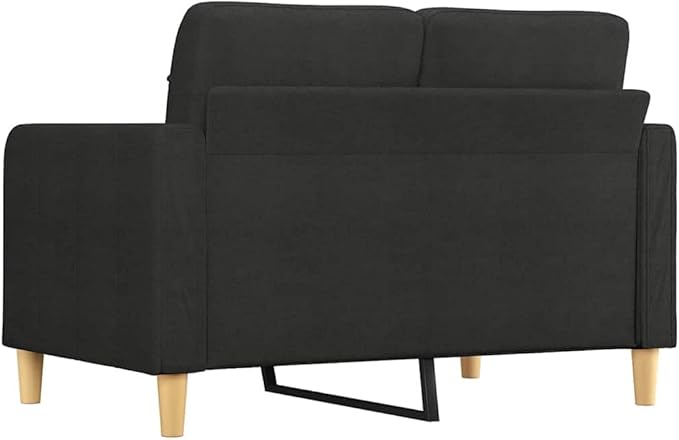 vidaXL Modern 2-Seater Sofa in Black Fabric with Comfortable Padded Seats and Metal Frame for Living Room or Office