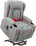 Best Choice Products PU Leather Electric Power Lift Chair Recliner Massage Chair Adjustable Furniture for Back Legs w/ 3 Positions USB Port Heat Cupholders Easy-to-Reach Side Button - Gray