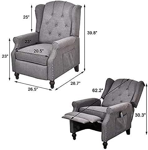 SAMERY Wingback Recliner Chair with Massage and Heat Accent Chair Push Back Recliner Tufted Arm Chair for Living Room Bedroom Reading Lounge Sofa Seat with Remote Control Adjustable Backrest