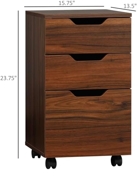 Filing Cabinet Space-Saving Design 15.75 W x 13.5 D x 23.75 H Mobile File CabinetUnder Desk Filing Cabinets for Home Office Organizer Letters/Legal/A4 Black Wood Grain (Brown)
