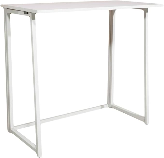 Simple Collapsible Computer DeskFolding Computer Desk for Small SpacesSpace-Saving Home Office Desk Laptop Table Writing Desk Compact Study Reading TableWhite