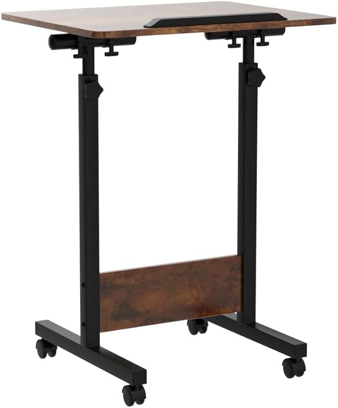 KOUPA Height Adjustable Mobile Standing Desk 16×24 in360° Flip Desk Stand Desks Home Office Table Standing for Small Space OfficesEasy to Assemble(Adjustable Height: 32in-47in)