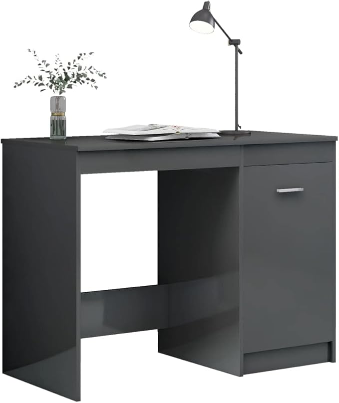 Office DeskIndustrial Gaming TableSmall Standing Deskfor Small SpaceHome Office TableSimple StyleDesk High Gloss Gray 39.4x19.7x29.9 Chipboard