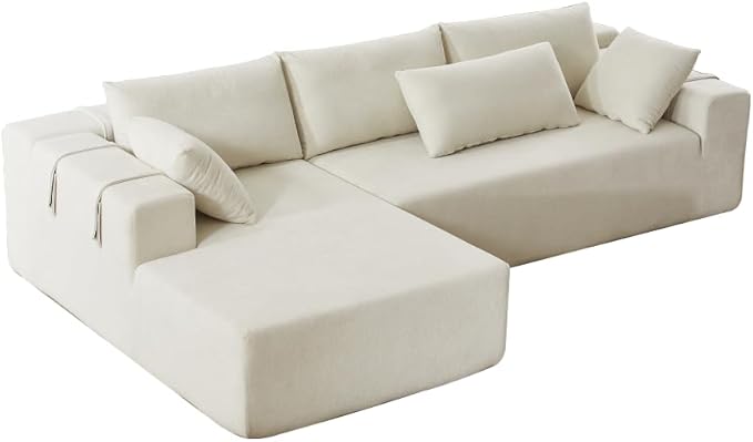 2026 New 108 L Shaped Sectional Sofa Couch Chenille Boneless Couch Deep Seat Sectional Modular Couch for Living Room No Assembly Required