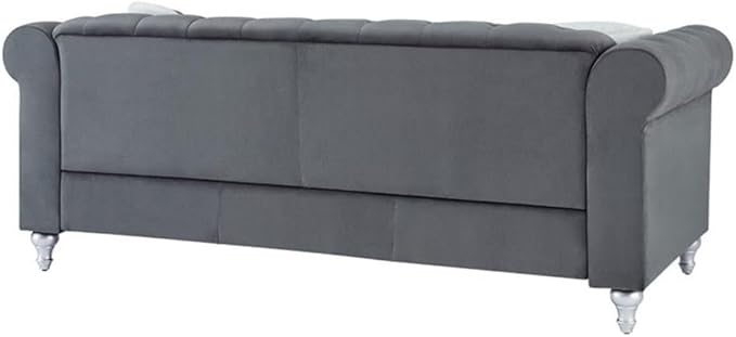 Glory Furniture Raisa Velvet Sofa in Gray