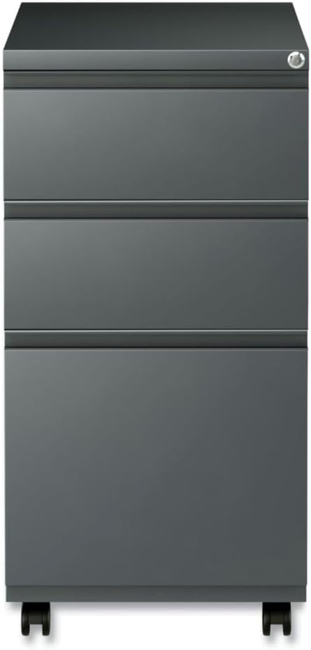 Alera PBBBFCH Three-Drawer Metal Pedestal File w/Full-Length Pull 14 7/8 x 19 1/8 Charcoal