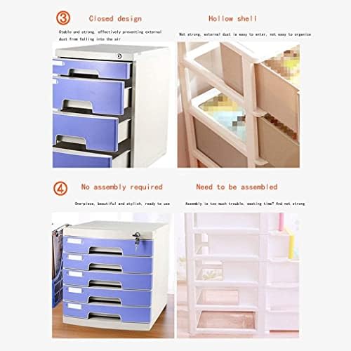 Lockable 5-Drawer Plastic File Cabinet - Desktop Storage Solution for Home &amp Office - Stylish and Functional Organization - 29.5x39.4x43cm