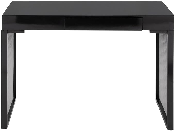 LumiSource Drift Upholstered Desk Home Office Desk Computer Desk with Drawers Black Desk Small Desk for Bedroom Gaming Desk Contemporary Desk