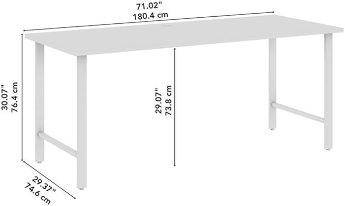 Bush Business Furniture Hustle 72W x 30D Computer Desk with Metal Legs in White Modular Office Table for Home and Professional Workspace