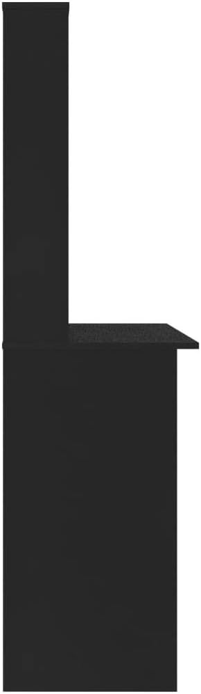 vidaXL Desk Computer Desk with Bookshelves Workstation for Living Room Bedroom Home Office Desk with Storage Black Engineered Wood