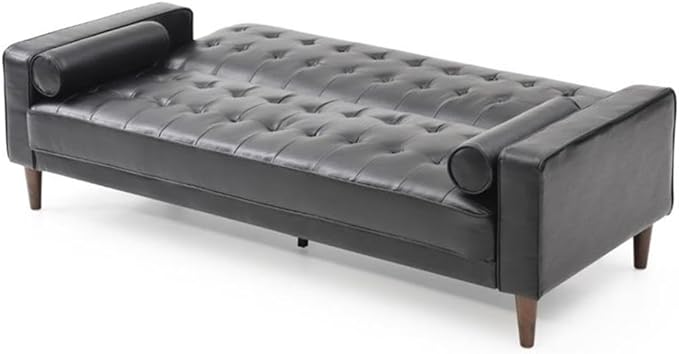 Glory Furniture Andrews Faux Leather Sleeper Sofa in Black