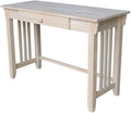 Pemberly Row Mid Century Writing Desk 45 W x 22 D x 30 H Solid Hardwood Butcher Block Surface Single Drawer with Euro Glide Ready to Assemble Home Office Desk