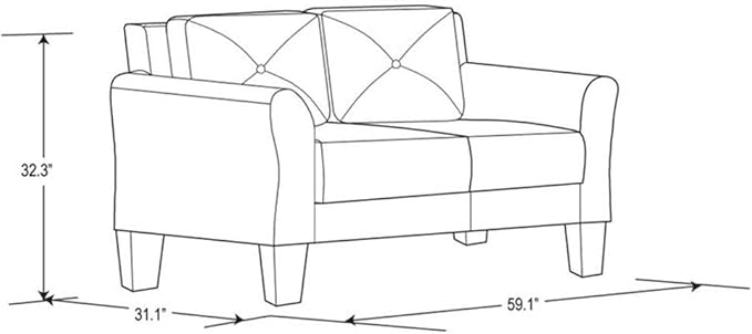 BOWERY HILL Transitional Set of 2 Solid Hardwood Frame Dark Gray Microfiber Upholstered Stationary Sofa &amp Loveseat with Tufted Back Cushions