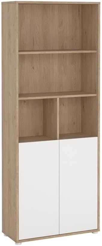 Pemberly Row Set of 2 Home Computer Office Desk &amp 6-Shelf Adjustable Bookcase
