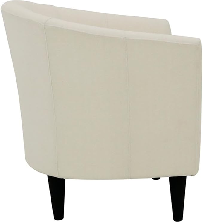 Pemberly Row 17.5 Traditional Polyester Fabric Club Chair Ivory Finish Padded Seat Durable Construction 32 H x 30.5 W x 27.5 D Accent Seating for Living Room or Office
