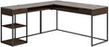 Pemberly Row L-Shaped Engineered Wood Desk Deco Stone Gray Finish 65.98 W x 60 D x 29.72 H Powder Coated Metal Frame Cord Management 2 Drawers Fixed Shelf Cubby Storage Home Office Desk