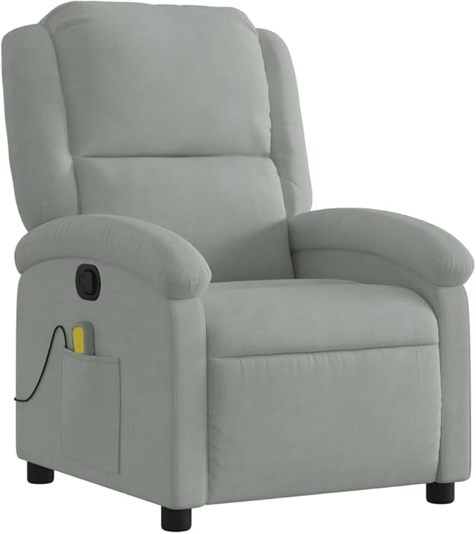 Floor Chair Arm Chair Living Room ChairsSleeper Sofa Massage Recliner Chair Light Gray Velvetfor Apartment Living and Home Office