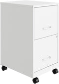 Pemberly Row 18 2 Drawer Mobile Metal File Cabinet Alpine White Finish Tamper-Resistant Locking Drawers Ball-Bearing Slides Locking Casters Commercial Office Storage Solution