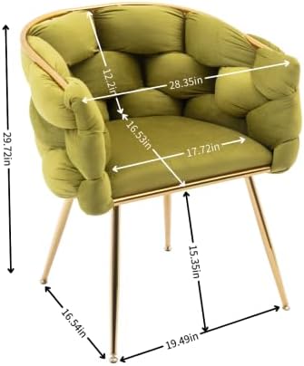 Luxury Modern Simple Leisure Velvet Single Sofa Chair Bedroom Lazy Person Household Dresser Stool Manicure Table Back Chair (Olive Green + Velvet-1)