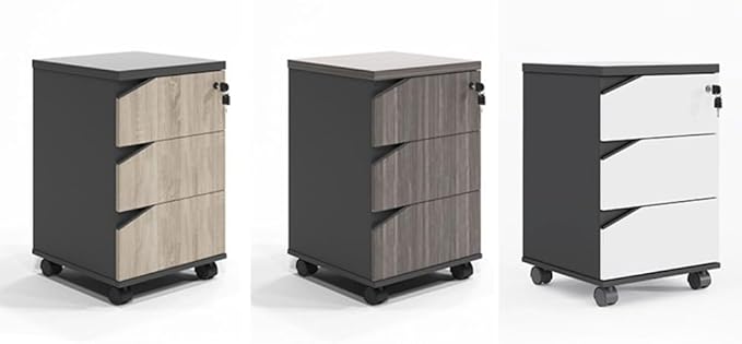 File Cabinets Wooden Under Desk File Cabinet Office Storage Data Sideboard with Locking Drawer Short File Storage Cabinets(Brown)
