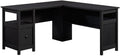 Pemberly Row L-Shaped Engineered Wood Computer Desk Raven Oak Finish 59 in Width File Drawer Cord Management Lower Shelf Finished Sides Home Office Desk for Organization and Storage