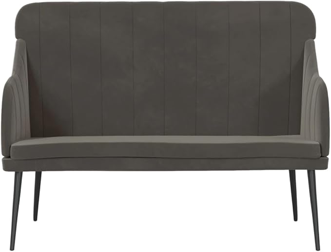 Dark Gray Velvet Loveseat Sofa with Adjustable Armrests Modern Contemporary Fabric Upholstered Furniture for Living Room Durable Steel Frame and Plywood Medium Design