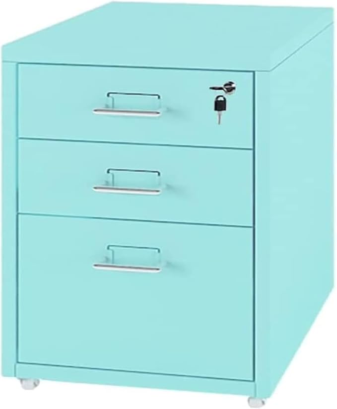 3-Drawer Locking Metal Mobile File Cabinet – Ideal for Home Offices | Organize Files &amp Folders with Ease(Color:Pink)