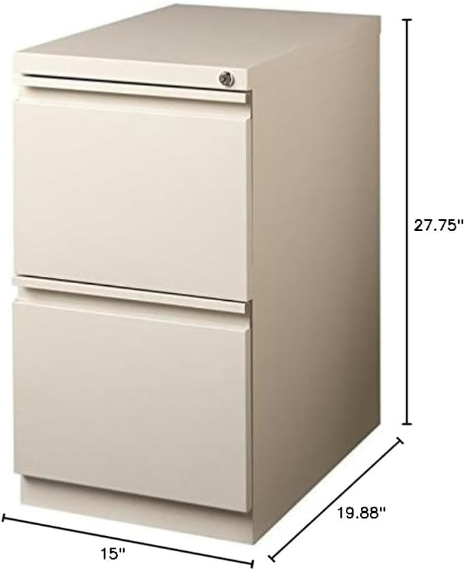Home Square 2 Piece Deep Metal Mobile Pedestal 2-Drawer File/File Set in Beige