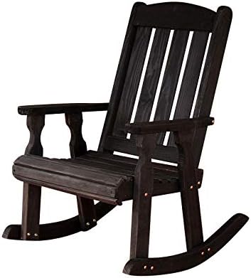 Amish Heavy Duty 600 Lb Mission Pressure Treated Rocking Chair (Semi-Solid Black Stain)