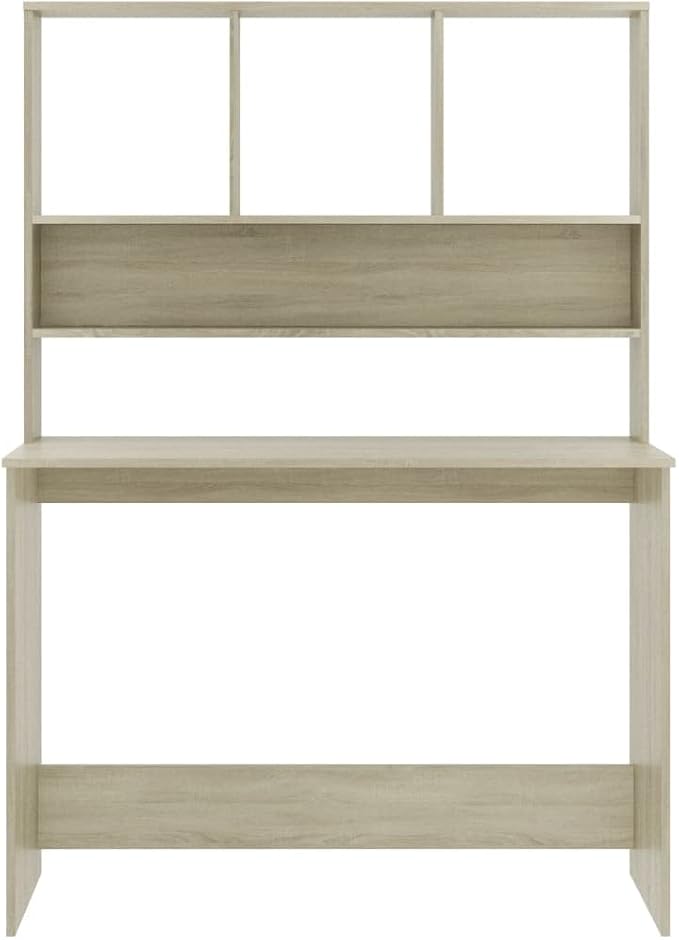 Modern Writing Computer Desk with Shelves and Upper Cabinet Home Office Desk Writing Study Table PC Desk Workstation for Bedroom Sonoma Oak 43.3x17.7x61.8 Engineered Wood(B)