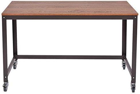 COSTWAY Computer Wood Portable Compact Simple Style Study Writing Desk Workstation 4 Smooth Wheels Home Office Collection Work Table Brown