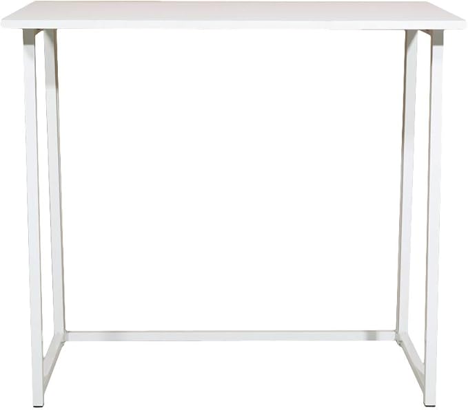Small Folding Desk Simple Assembly Computer Desk Home Office Desk Study Writing Table for Small Space Offices - All White