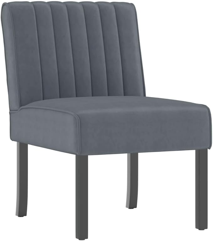 Dark Grey Velvet Slipper Chair - Velvet Bedroom Armchair with Legs Living Room Chair for Living Room/Coffee/Vanity