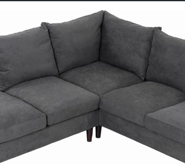 Panana Modern Upholstered L-Shape Sectional Sofa 2 Seater + 3 Seater Corner Couch for Living Room (Grey)