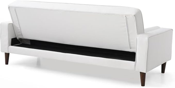 Glory Furniture Andrews Faux Leather Sleeper Sofa in White