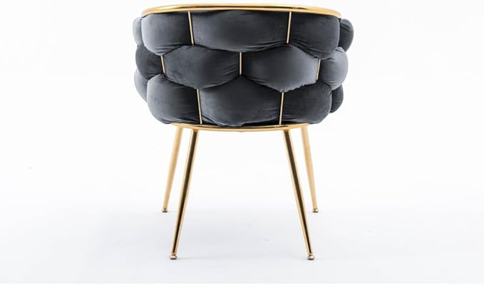 Luxury Modern Simple Leisure Velvet Single Sofa Chair Bedroom Lazy Person Household Dresser Stool Manicure Table Back Chair (Black + Velvet)