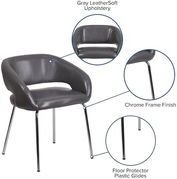 Flash Furniture Fusion Series Contemporary Gray LeatherSoft Side Reception Chair
