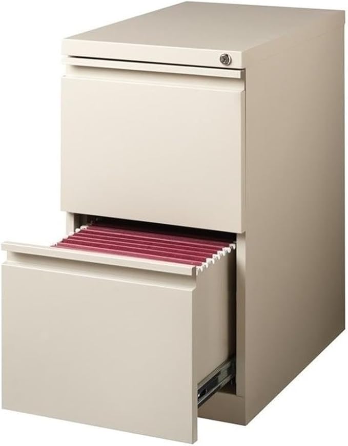 Pemberly Row 2 Drawers 27.75 Vertical Beige Metal Filing Cabinet Lockable Pre-Assembled Stationary Letter Size for Home Office
