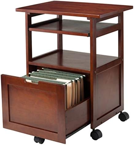 Ergode Piper | Versatile Compact Work Cart/Storage Solution | Laptop Stand | Filing Cabinet | Shelf | Walnut Finish