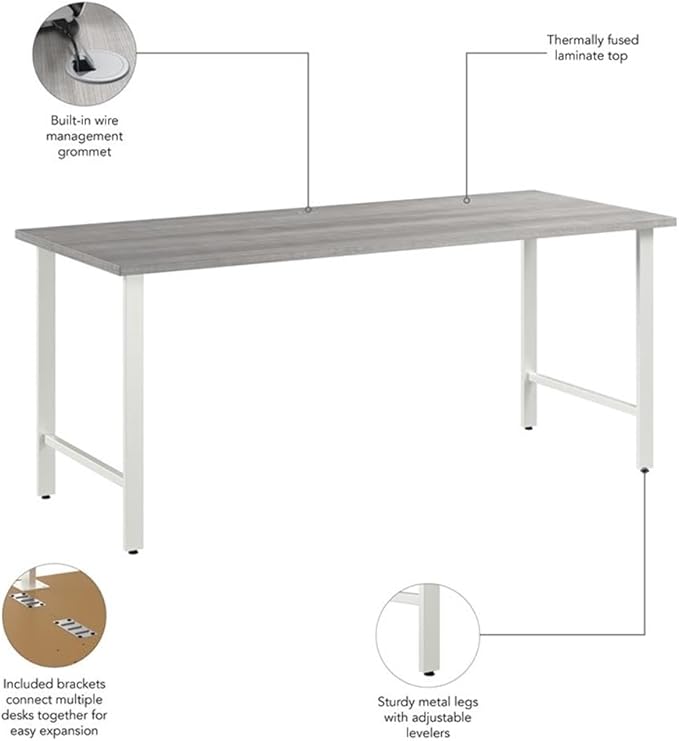 Bush Business Furniture HYD148WH Hybrid 48-Inch Computer Table Desk with Metal Legs White