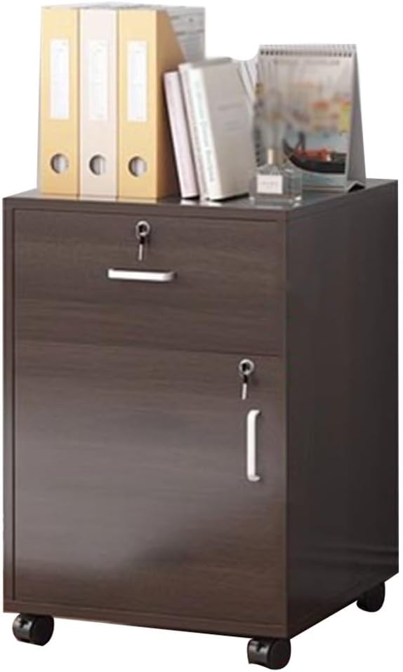 Modern Mobile File Cabinet Furniture Stockpile Matériau MDF Printer Stand for Home Office Commercial-Grade (Brown 37x37x55cm)