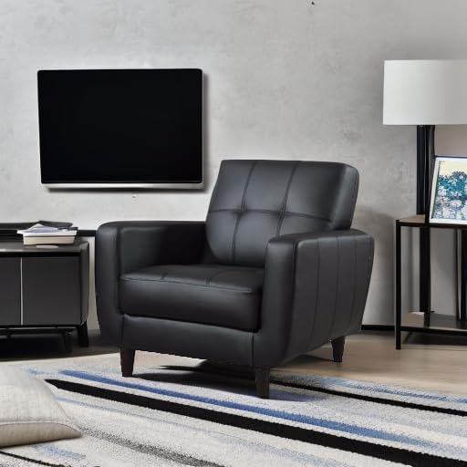 Benzara Upholstered Leatherette Living Room Chair Black Accent