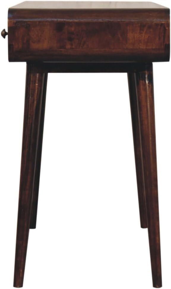 Solid Wood Curved Walnut Writing Desk - Computer Desk for Home Office with Storage